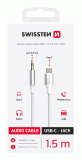 AUDIO ADAPTÉR SWISSTEN TEXTILE USB-C / 3,5 mm JACK, 1,5M, BÍLÁ