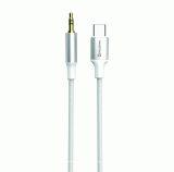 AUDIO ADAPTÉR SWISSTEN TEXTILE USB-C / 3,5 mm JACK, 1,5M, BÍLÁ
