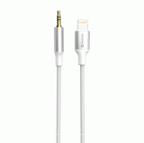 AUDIO ADAPTÉR SWISSTEN TEXTILE LIGHTNING / 3,5 mm JACK, 1,5 M, BÍLÁ