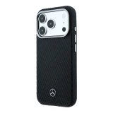 Mercedes PU Leather Semi Wrap MagSafe Zadní Kryt pro iPhone 17 Pro Max Black