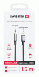 AUDIO ADAPTÉR SWISSTEN TEXTILE LIGHTNING / 3,5 mm JACK, 1,5 M, ČERNÁ