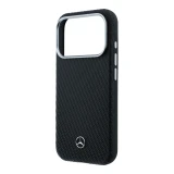 Mercedes PU Leather Semi Wrap MagSafe Zadní Kryt pro iPhone 17 Pro Black