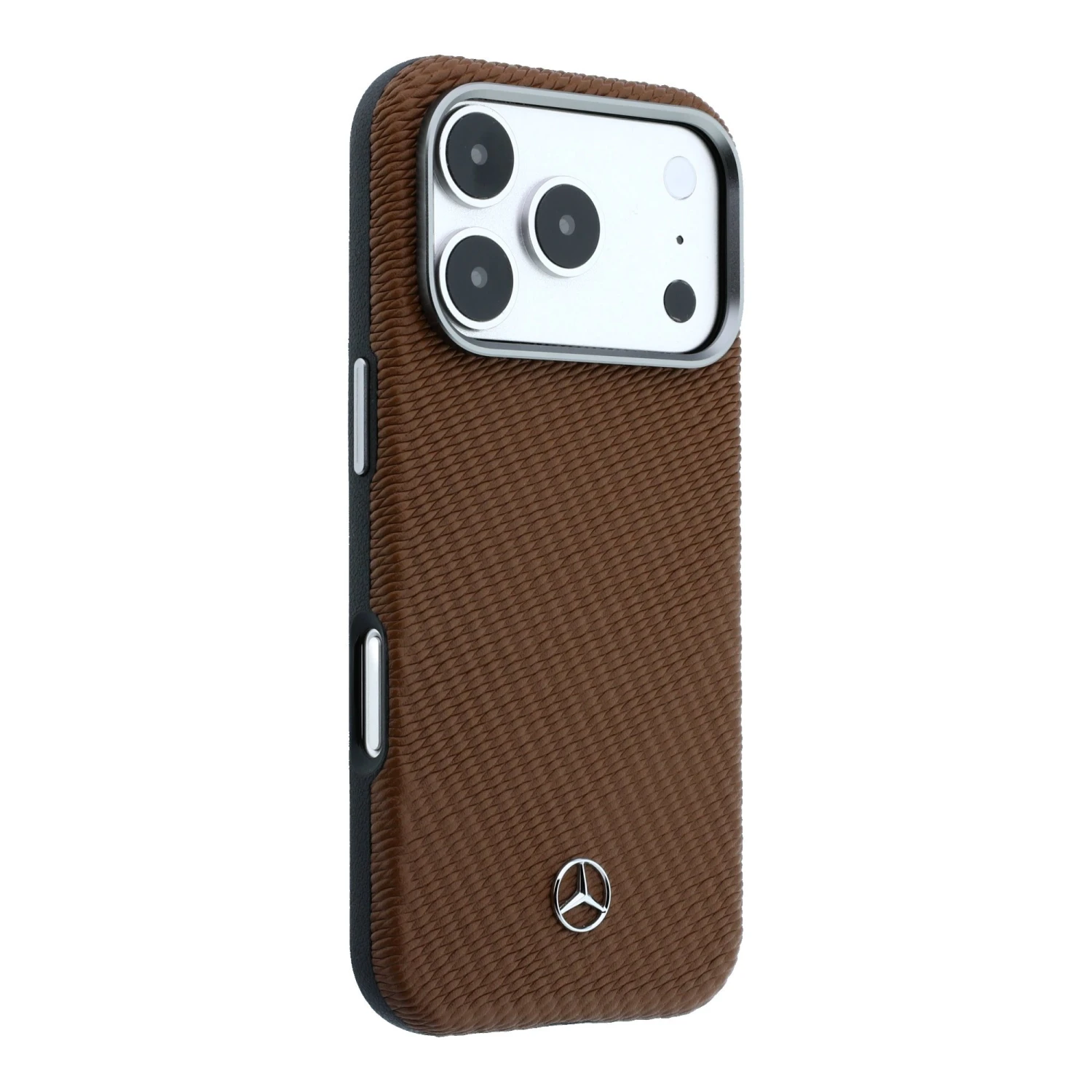 Mercedes PU Leather Semi Wrap MagSafe Zadní Kryt pro iPhone 17 Pro Max Camel