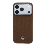 Mercedes PU Leather Semi Wrap MagSafe Zadní Kryt pro iPhone 17 Pro Camel