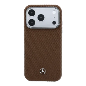 Zadní kryt Mercedes PU Leather Semi Wrap MagSafe pro Apple iPhone 17 Pro, camel