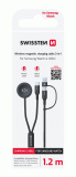 MAGNETICKÝ KABEL SWISSTEN 2v1 PRO SAMSUNG GALAXY WATCH A USB-C, USB-C (USB-A), 1.2 M, ČERNÁ