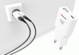 TENKÝ SÍŤOVÝ ADAPTÉR SWISSTEN GaN USB-C + USB-A 30W, BÍLÁ