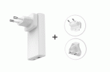 CESTOVNÍ ADAPTÉR SWISSTEN GaN USB-C + USB-A 45W VÝMĚNNÉ VIDLICE (US, EU, UK), BÍLÁ