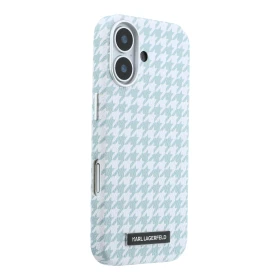 Zadní kryt Karl Lagerfeld PU Houndstooth Resin Plate MagSafe pro Apple iPhone 17, modrá