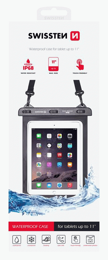 VODOTĚSNÉ POUZDRO SWISSTEN PRO TABLET 11", ČERNÁ