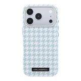 Karl Lagerfeld PU Houndstooth Resin Plate MagSafe Zadní Kryt pro iPhone 17 Pro Blue