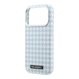 Karl Lagerfeld PU Houndstooth Resin Plate MagSafe Zadní Kryt pro iPhone 17 Pro Blue