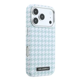 Zadní kryt Karl Lagerfeld PU Houndstooth Resin Plate MagSafe pro Apple iPhone 17 Pro, modrá
