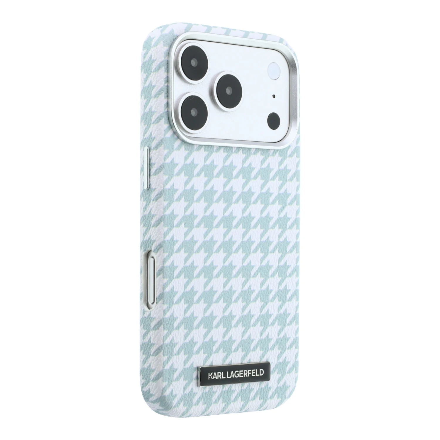 Karl Lagerfeld PU Houndstooth Resin Plate MagSafe Zadní Kryt pro iPhone 17 Pro Blue