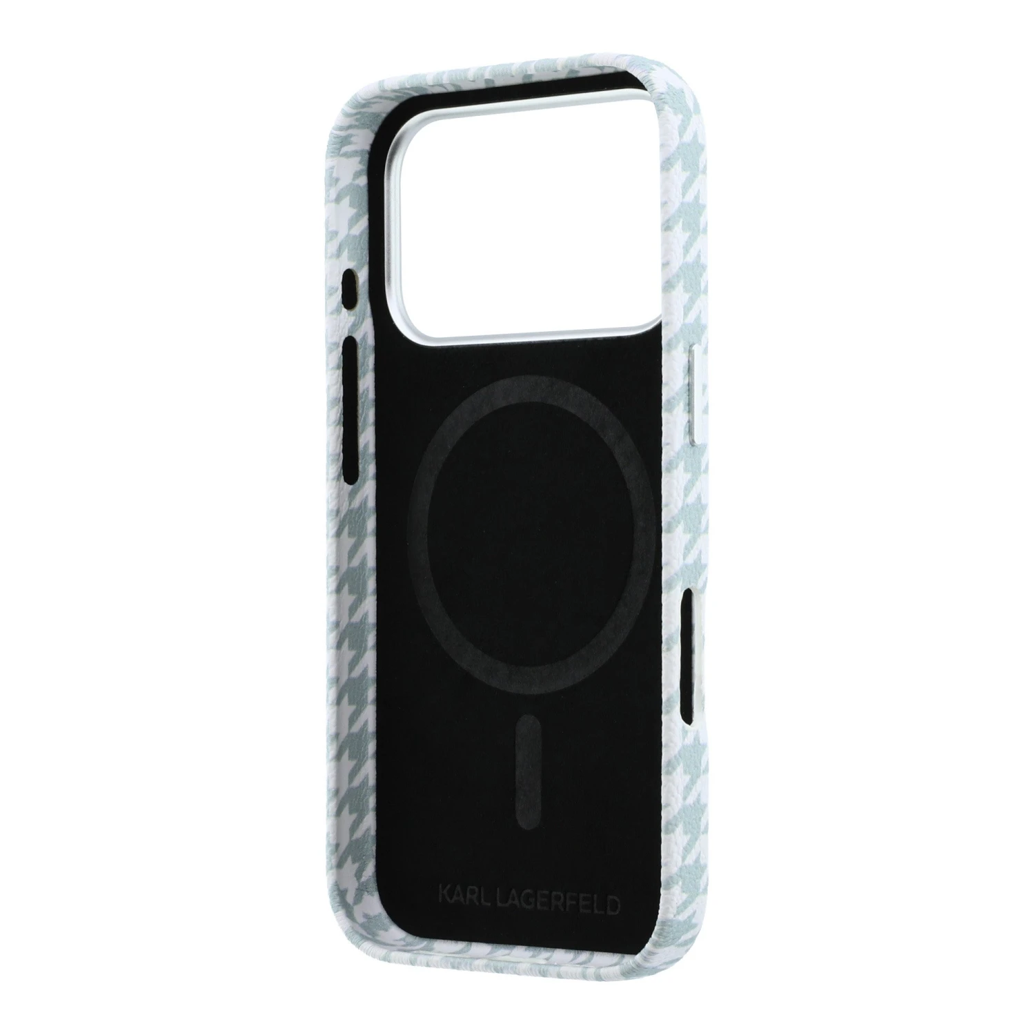 Karl Lagerfeld PU Houndstooth Resin Plate MagSafe Zadní Kryt pro iPhone 17 Pro Blue