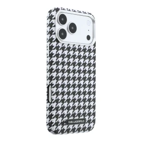 Zadní kryt Karl Lagerfeld PU Houndstooth Resin Plate MagSafe pro Apple iPhone 17 Pro Max, černá