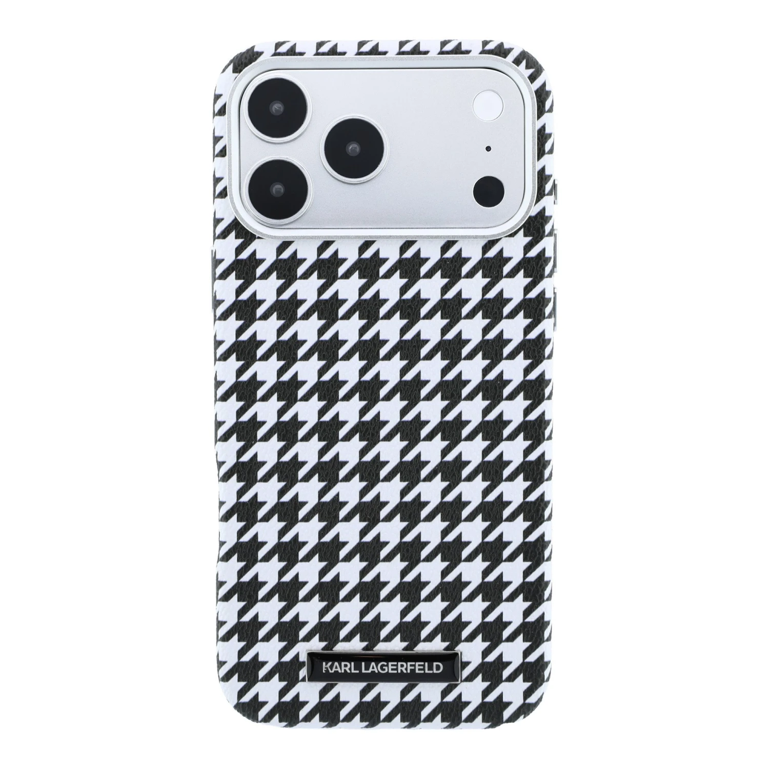 Karl Lagerfeld PU Houndstooth Resin Plate MagSafe Zadní Kryt pro iPhone 17 Pro Max Black