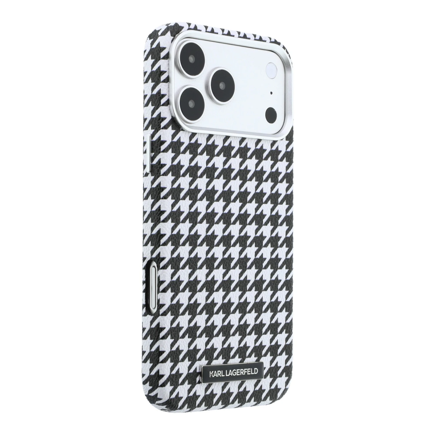Karl Lagerfeld PU Houndstooth Resin Plate MagSafe Zadní Kryt pro iPhone 17 Pro Max Black