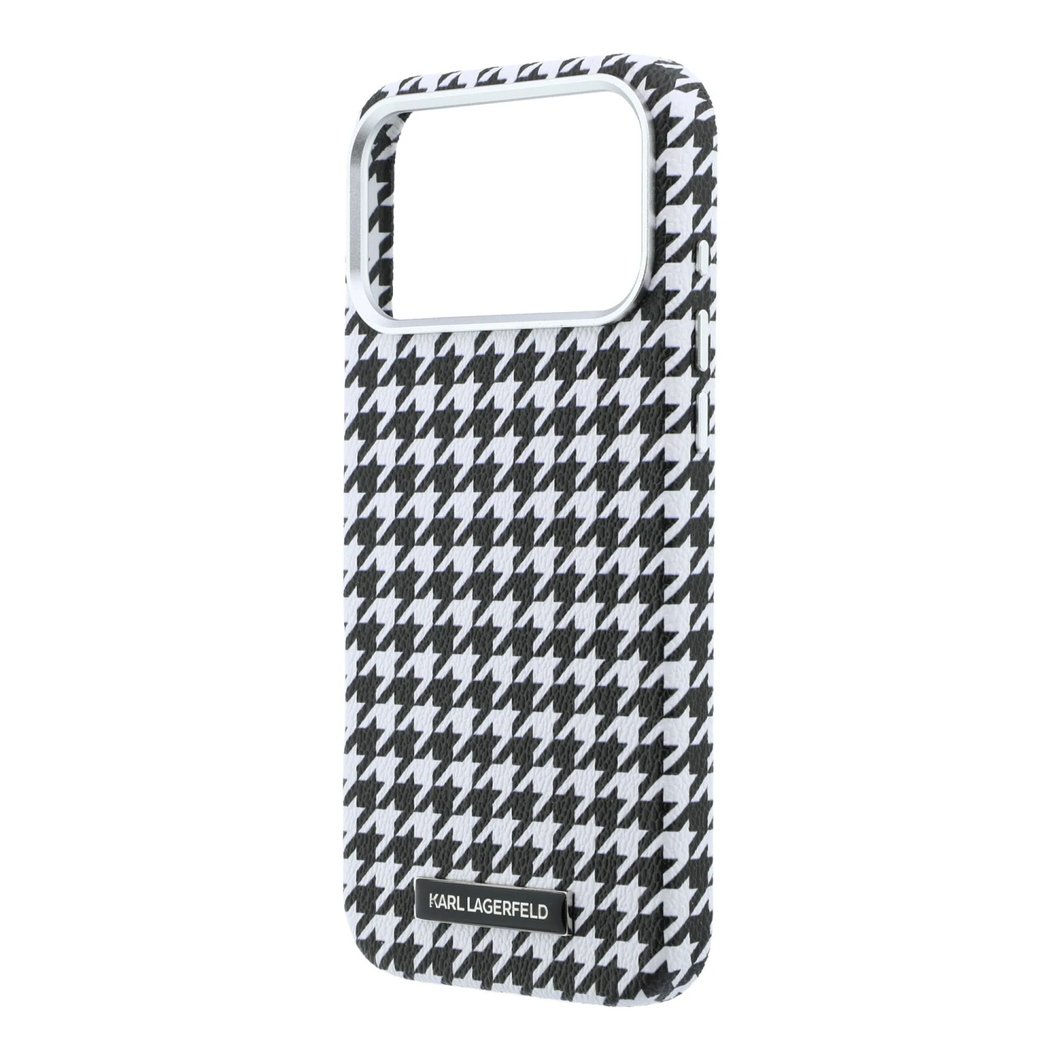 Karl Lagerfeld PU Houndstooth Resin Plate MagSafe Zadní Kryt pro iPhone 17 Pro Max Black