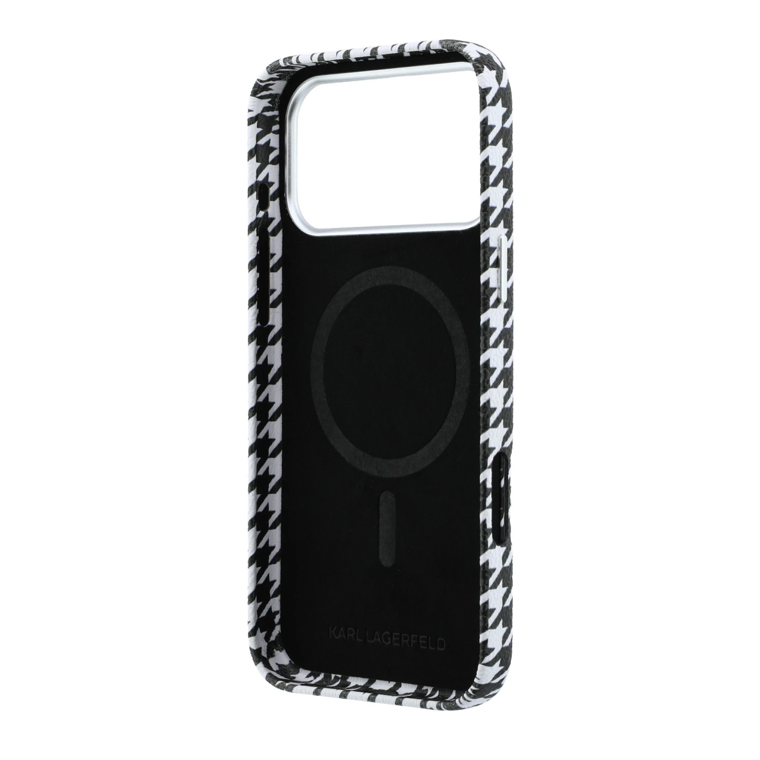 Karl Lagerfeld PU Houndstooth Resin Plate MagSafe Zadní Kryt pro iPhone 17 Pro Max Black
