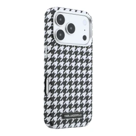 Zadní kryt Karl Lagerfeld PU Houndstooth Resin Plate MagSafe pro Apple iPhone 17 Pro, černá