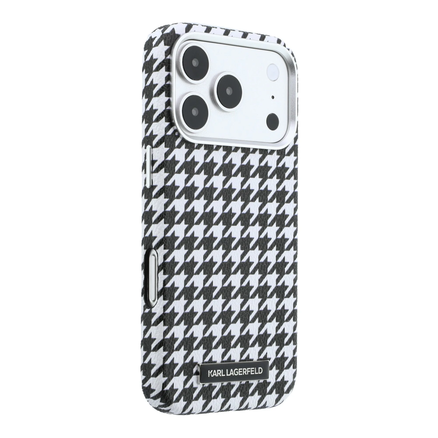 Karl Lagerfeld PU Houndstooth Resin Plate MagSafe Zadní Kryt pro iPhone 17 Pro Black