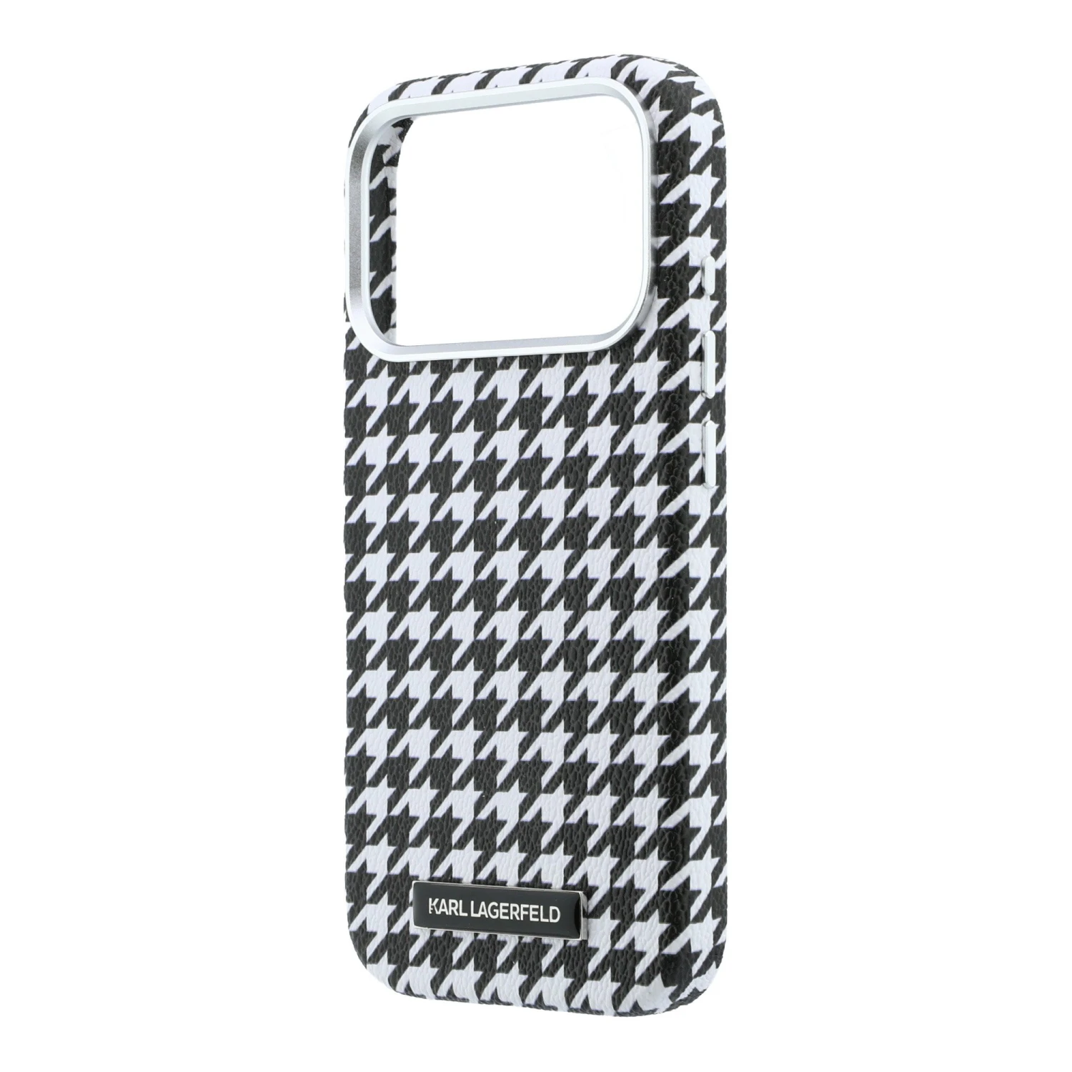 Karl Lagerfeld PU Houndstooth Resin Plate MagSafe Zadní Kryt pro iPhone 17 Pro Black