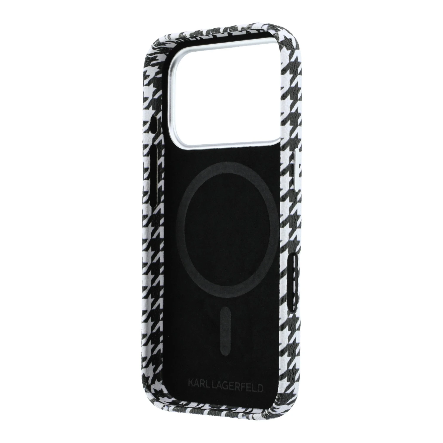 Karl Lagerfeld PU Houndstooth Resin Plate MagSafe Zadní Kryt pro iPhone 17 Pro Black