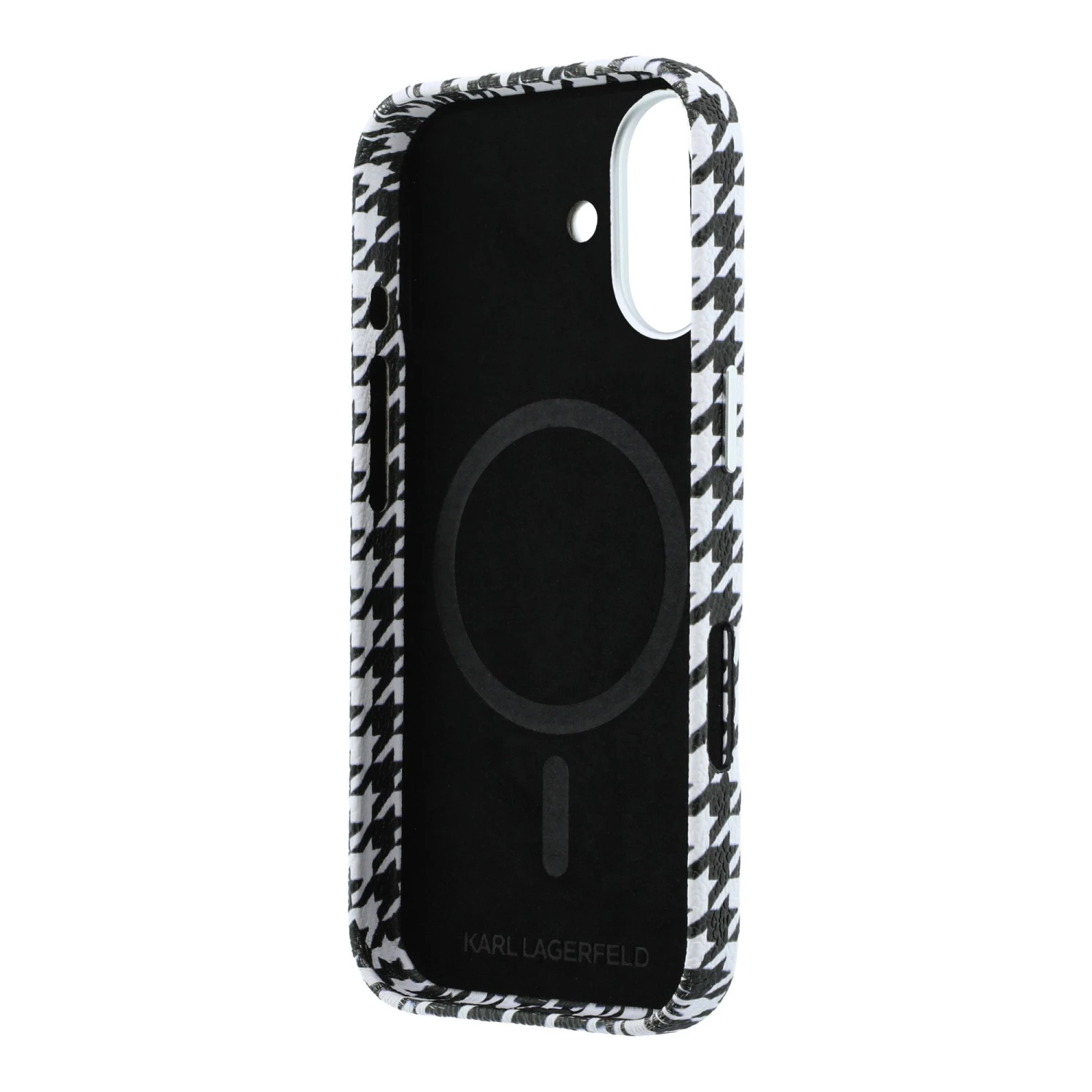 Karl Lagerfeld PU Houndstooth Resin Plate MagSafe Zadní Kryt pro iPhone 17 Black