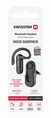 BLUETOOTH HEADSET SWISSTEN DOCK EARPIECE, ČERNÁ