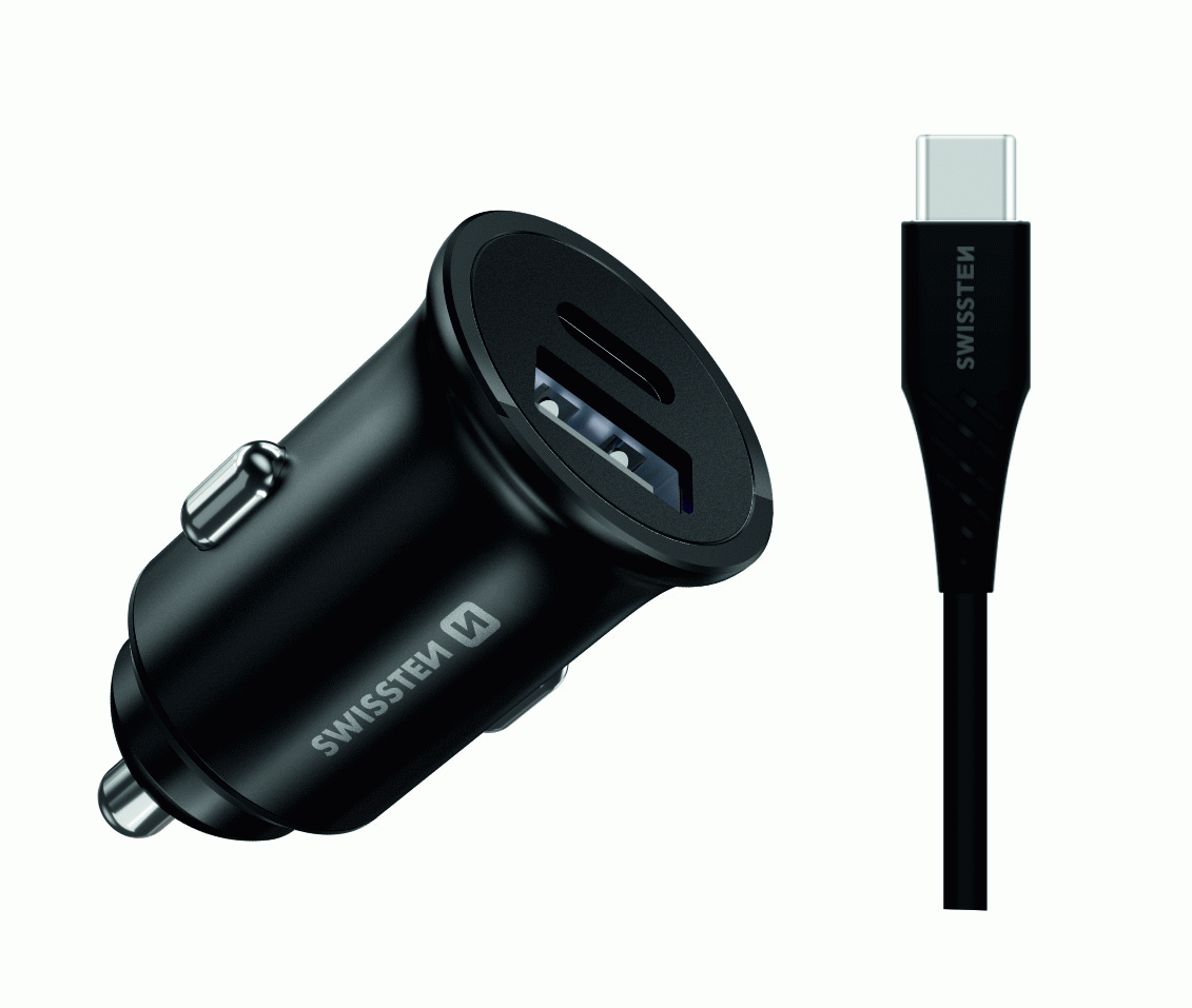 SWISSTEN CL PRO SAMSUNG SUPER FAST CHARGING 25W + KABEL USB-C/USB-C 1,2 M, ČERNÁ