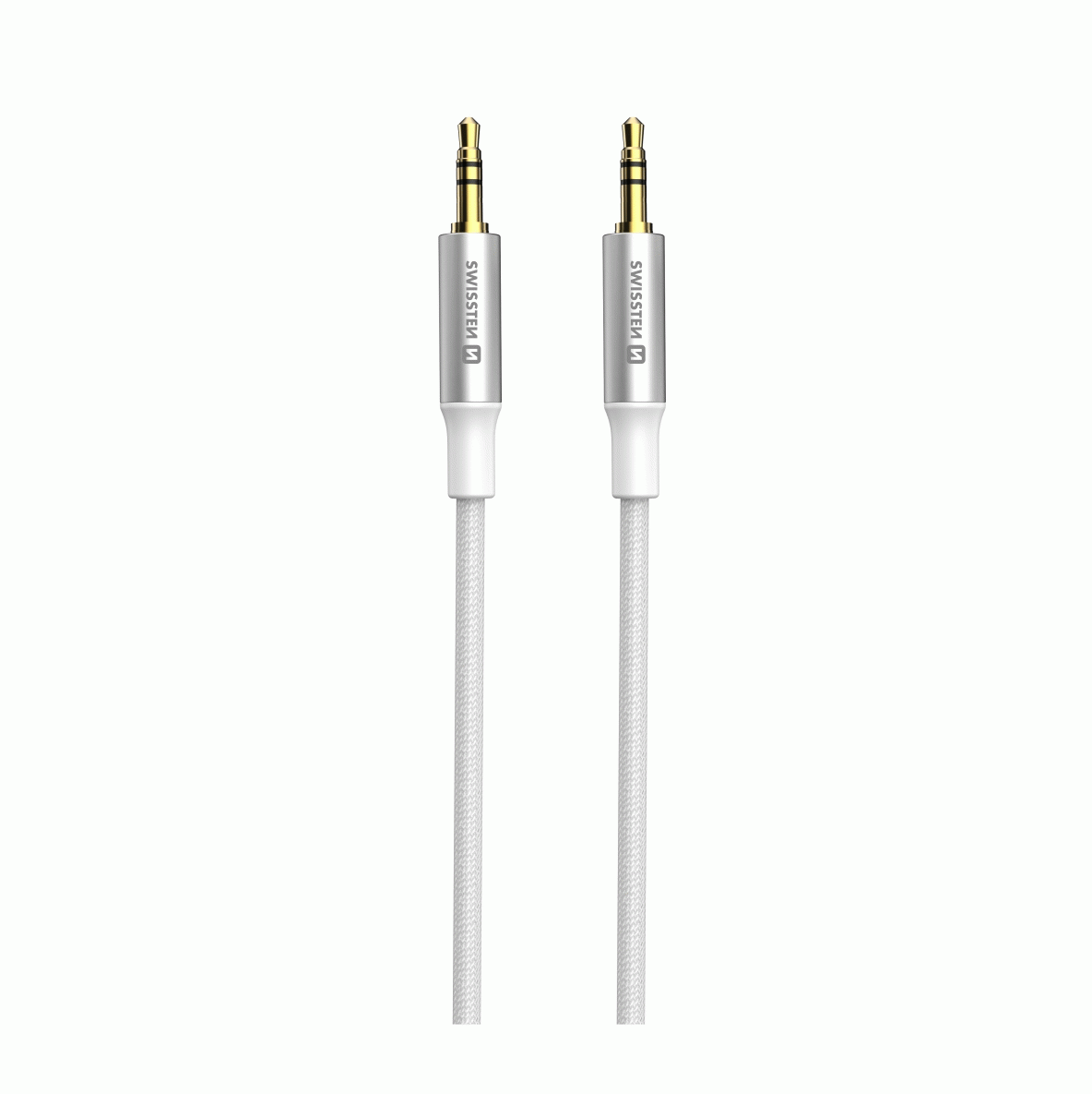 AUDIO KABEL SWISSTEN TEXTILE JACK / JACK, 1,5 M, BÍLÁ