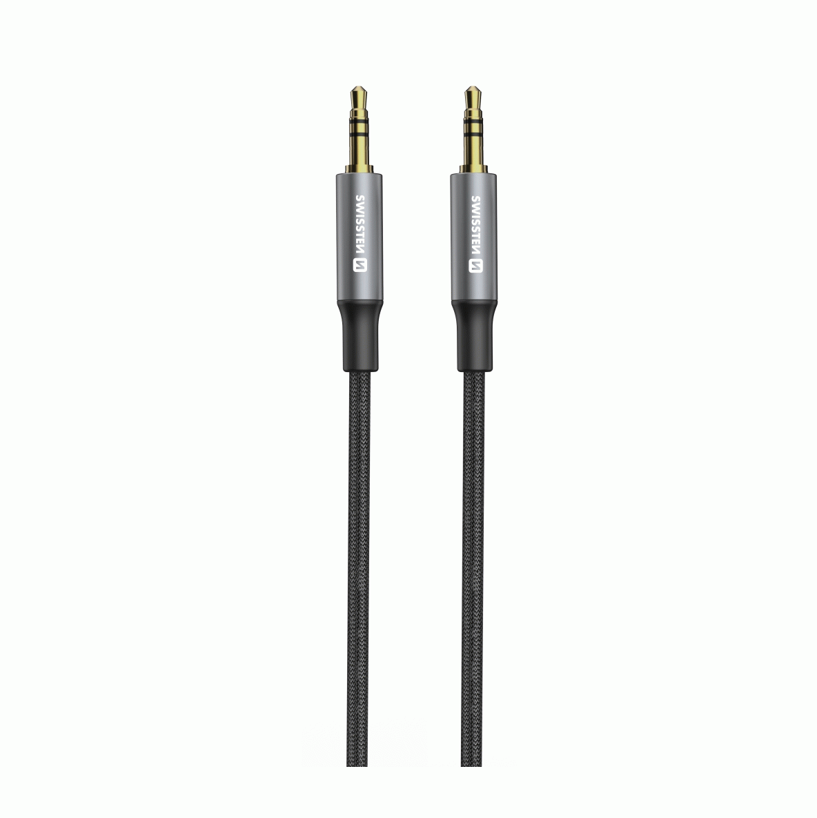 AUDIO KABEL SWISSTEN TEXTILE JACK / JACK, 1,5 M, ČERNÁ