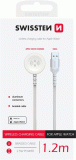 SWISSTEN OPLETENÝ MAGNETICKÝ KABEL PRO APPLE WATCH KOVOVÝ, USB-A 1.2 M, BÍLÁ