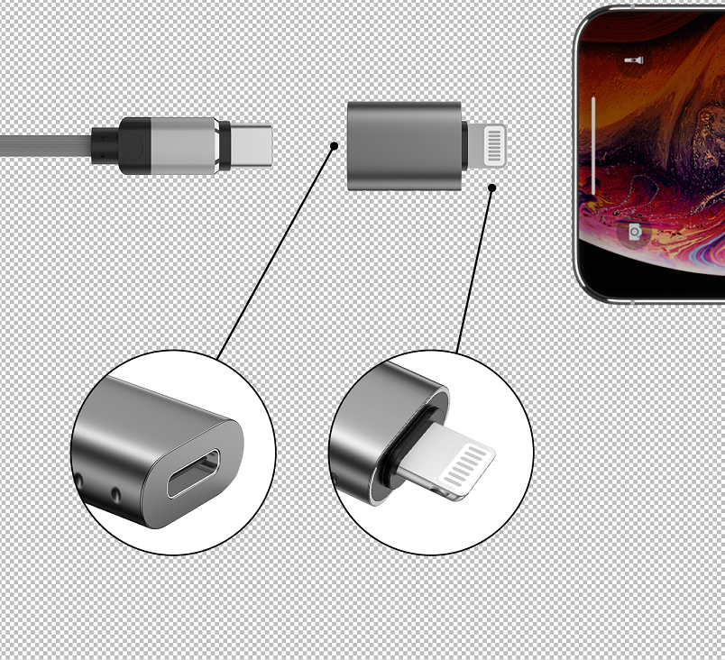 ADAPTER SWISSTEN LIGHTNING(M)/USB-C(F), ČERNÁ