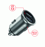 ADAPTÉR SWISSTEN CL 2x USB 4,8A METAL, STŘÍBRNÁ