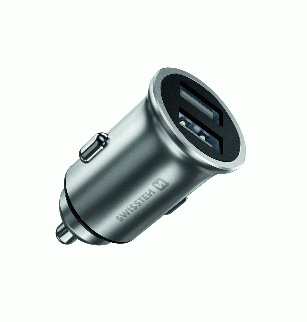 ADAPTÉR SWISSTEN CL 2x USB 4,8A METAL, STŘÍBRNÁ