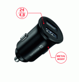 ADAPTÉR SWISSTEN 2x USB 4,8A METAL, ČERNÁ