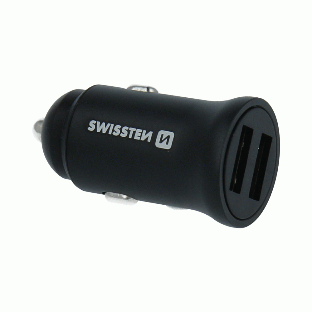 ADAPTÉR SWISSTEN 2x USB 4,8A METAL, ČERNÁ