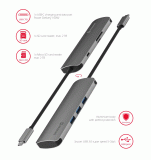 SWISSTEN USB-C HUB 6-IN-1 USB-C PD, 3X USB 3.0, SD, MICRO SD ALUMINIUM
