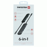 SWISSTEN USB-C HUB 6-IN-1 USB-C PD, 3X USB 3.0, SD, MICRO SD ALUMINIUM