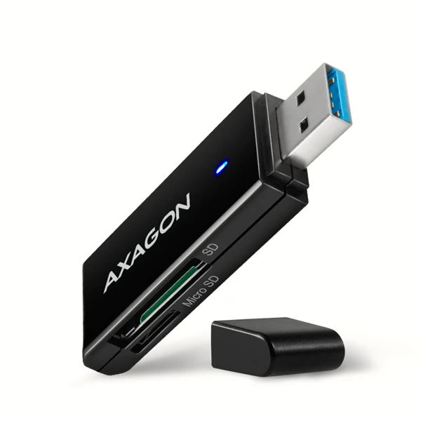 Čtečka karet AXAGON CRE-S2N, USB-A 3.2 Gen 1 - SUPERSPEED, 2-slot & lun SD/microSD, podpora UHS-I