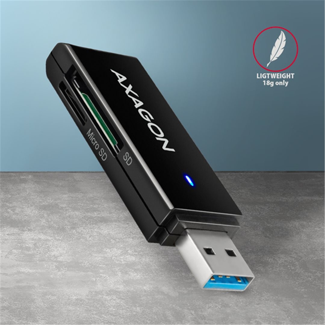Čtečka karet AXAGON CRE-S2N, USB-A 3.2 Gen 1 - SUPERSPEED, 2-slot & lun SD/microSD, podpora UHS-I