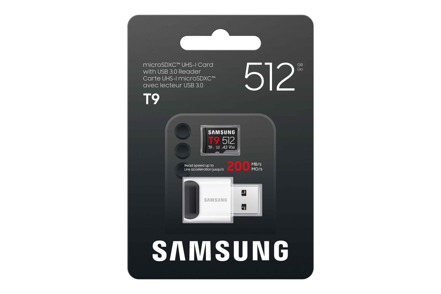 Paměťová karta Samsung T9/Micro SDXC/512GB/UHS-I U3 / Class 10/+ Adaptér/Černá