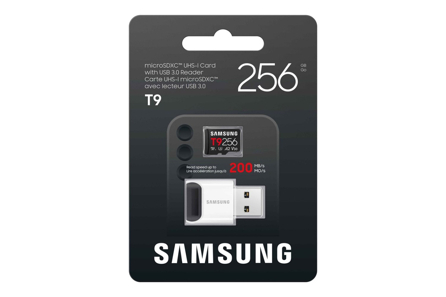 Paměťová karta Samsung T9/Micro SDXC/256GB/UHS-I U3 / Class 10/+ Adaptér/ Černá