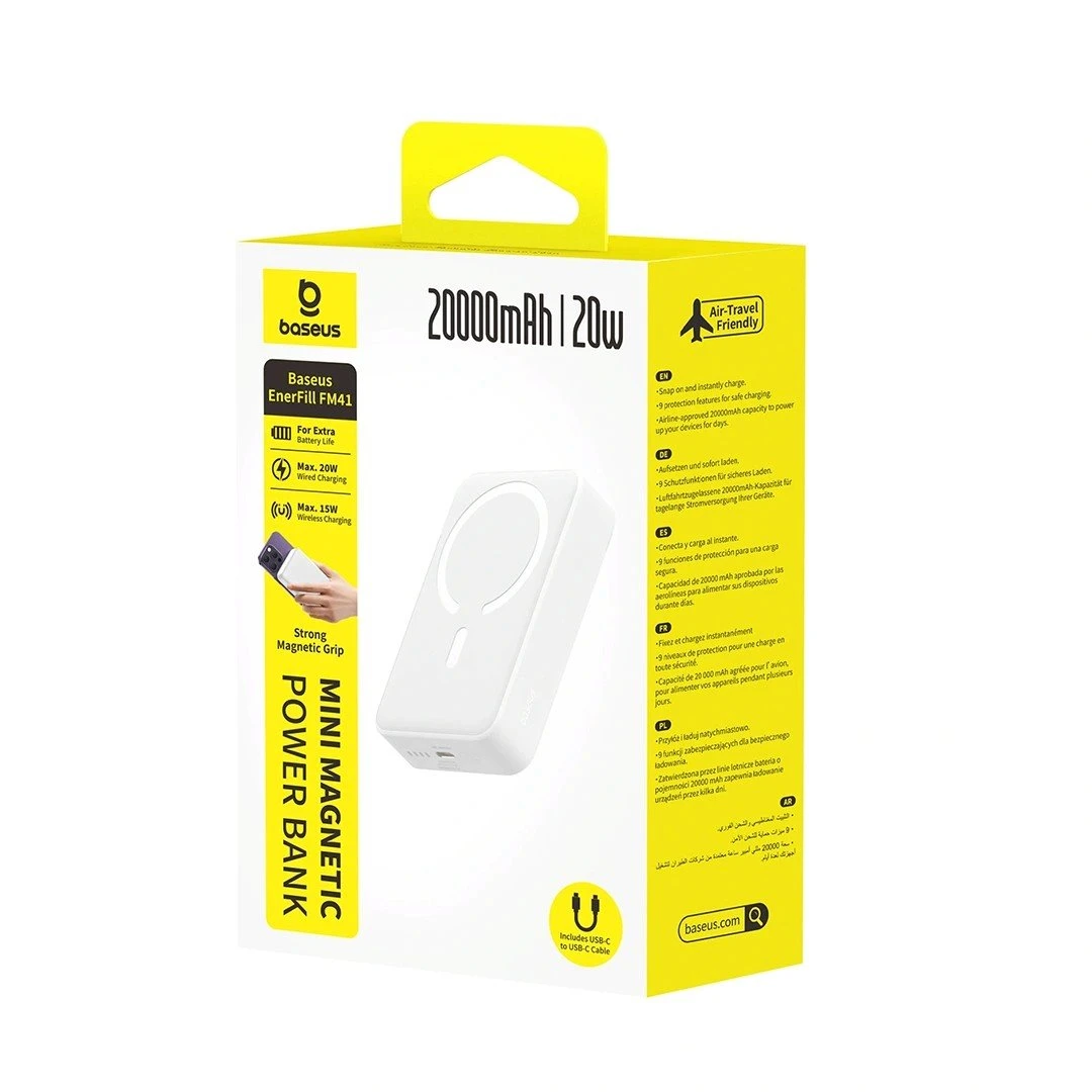 Magnetická Powerbanka Baseus EnerFill FM41 Ultra Mini 20W, 20000mAh, bílá