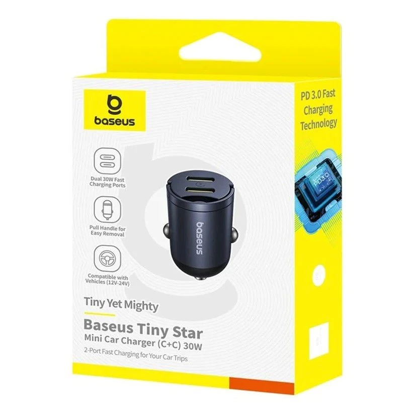 Mini nabíječka do auta Baseus Tiny Star USB-C/USB-C 30W Cosmic, černá