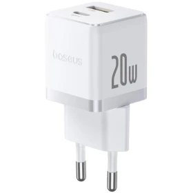 Nabíječka USB-A + USB-C Baseus Palm Fast 20W, bílá