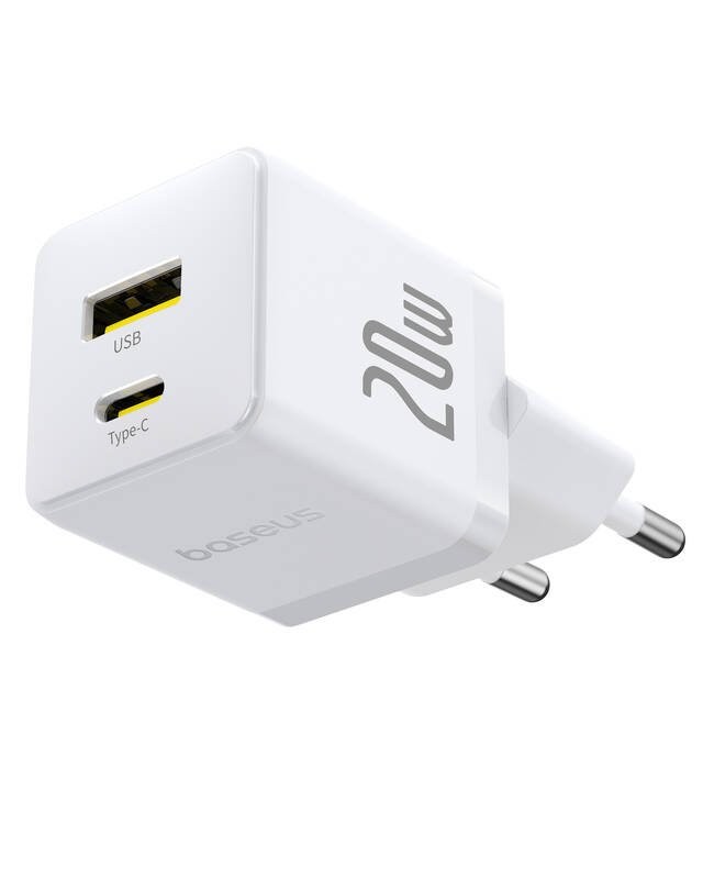 Nabíječka USB-A + USB-C Baseus Palm Fast 20W, bílá