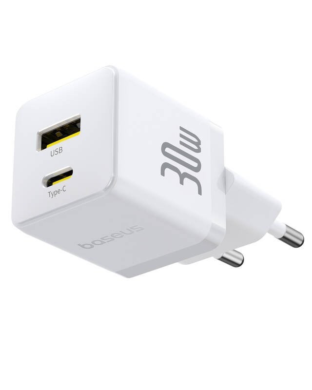 Nabíječka USB-A + USB-C Baseus Palm Fast 30W, bílá